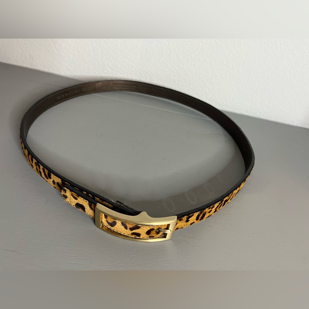 Banana Republic Madmen Cheetah Print Dyed Real Animal Fur Leather Vintage Belt S